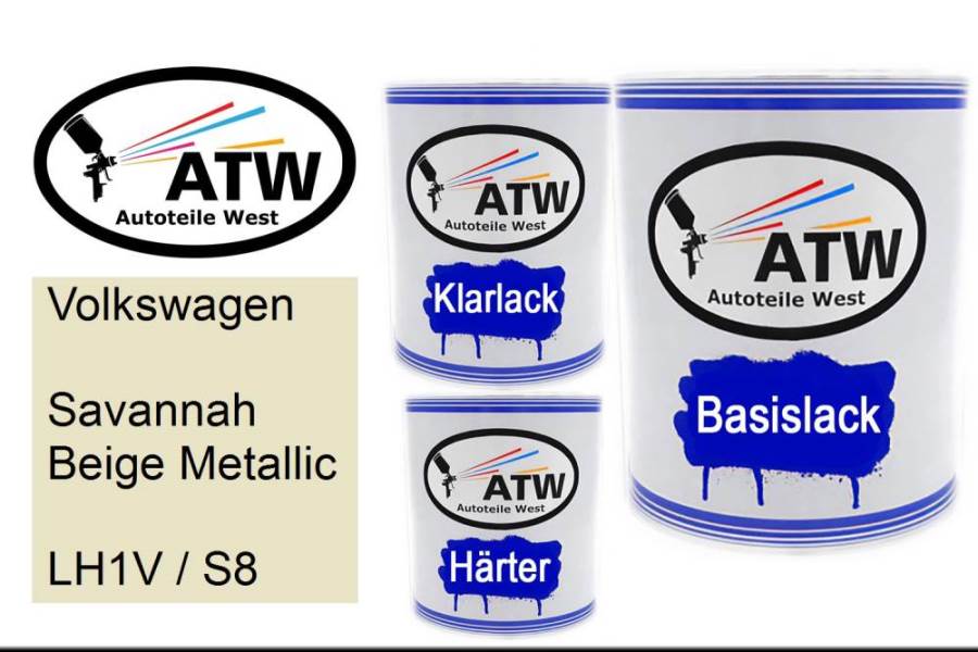 Volkswagen, Savannah Beige Metallic, LH1V / S8: 1L Lackdose + 1L Klarlack + 500ml Härter - Set, von ATW Autoteile West.